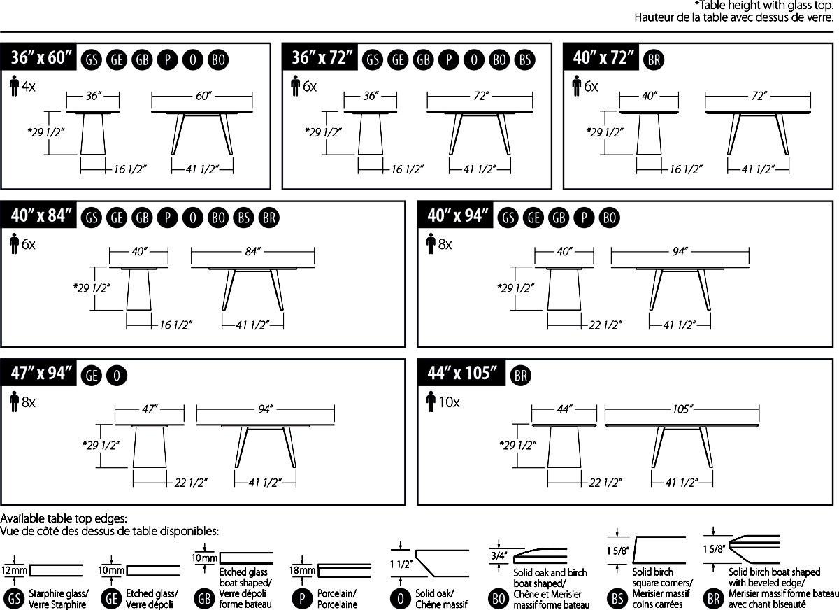 Timeless Dining Table Config Options