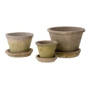 Aged Clay Cactus Pot w/ Saucer