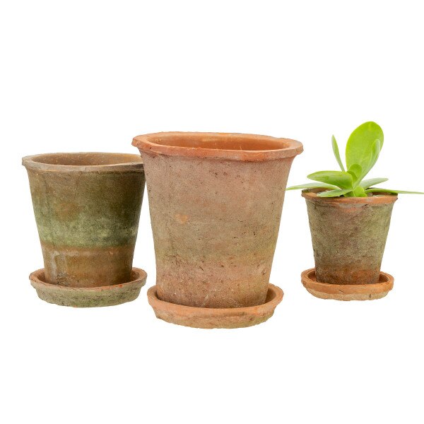 Aged Clay Pot w/ Saucer