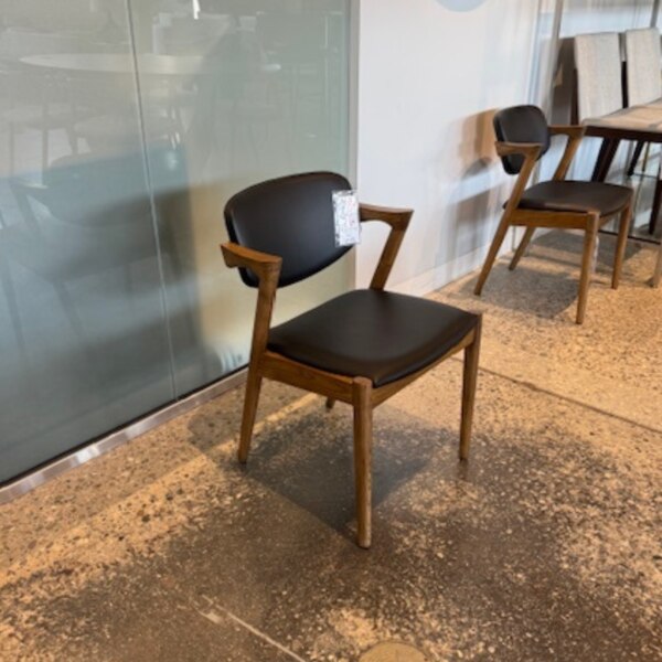 Kalli Dining Chair Black Naugahyde / Walnut Stained Casalife