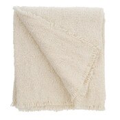 Fringed Boucle Throw Blanket - Off