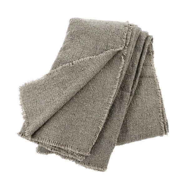 Fringed Boucle Bed Blanket - Grey