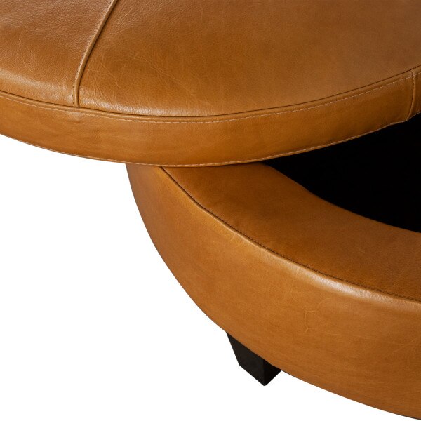 Medium Round Leather Ottoman