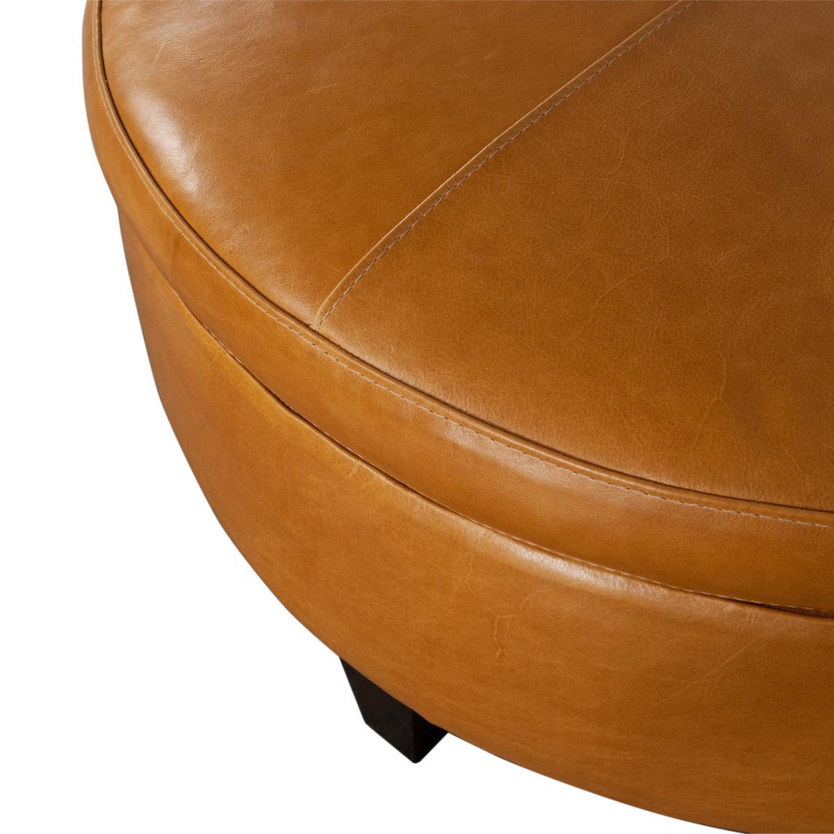 Round leather storage ottoman discount